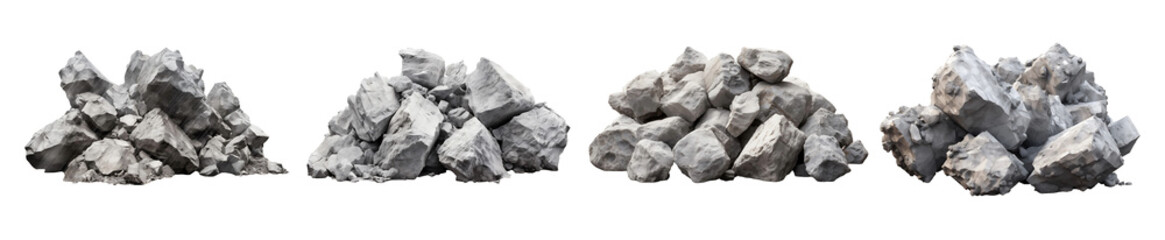 Obraz premium Set Four piles of rocks are shown in different sizes and colors