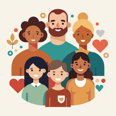 Fototapeta premium Diverse Family Portrait Vector