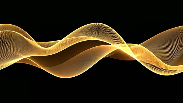 Abstract gold wave design on black background
