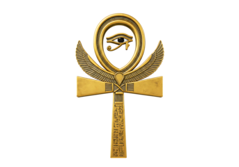 Ancient egyptian ankh symbol with eye of horus isolated on transparent background