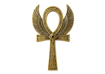 Ancient egyptian ankh symbol with eye of horus isolated on transparent background