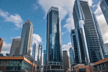 Fototapeta premium Contemporary Skyscrapers and Urban Business Architecture in City Centers