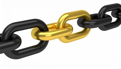Obraz premium A golden link connecting two black chain segments, symbolizing strength, connection, leadership