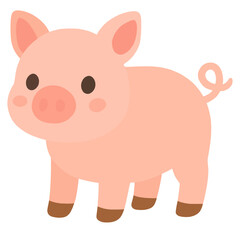 Cute pig cartoon isolated on white background.