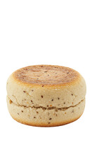 Isolated English Muffin Food Macro Photo with Brown and Golden Texture