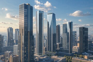 Contemporary Skyscrapers in Urban Cityscapes
