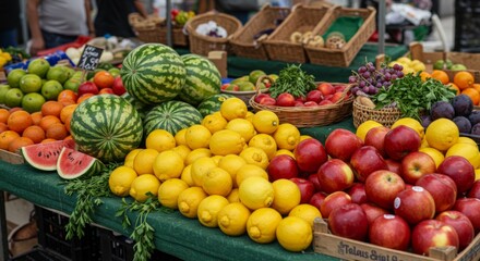 Colorful Summer Fruits at a Farmer's Market