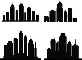 Naklejka premium vector illustration of a city buildings silhouettes