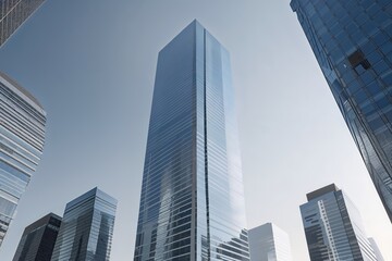 Obraz premium Shining Skyscraper Facade Minimalist Insights into Contemporary Urban Architecture