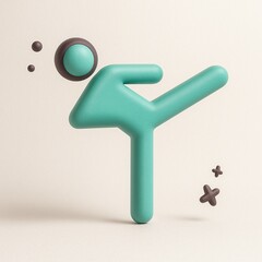 3D green figure kicking two brown Xs. Suitable for sports or competition concept designs needing a dynamic element with a winning attitude.