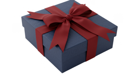 Isolated Gift Box With Red Glitter Ribbon On Transparent Background