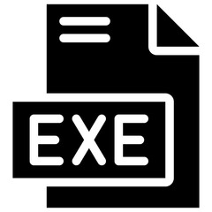 EXE File Format Vector Icon, Isolated On Abstract Background. Silhouette Icon.