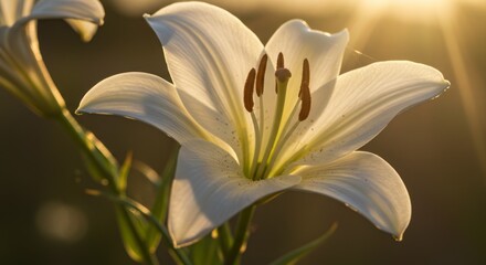 White Lily in Golden Sunlight