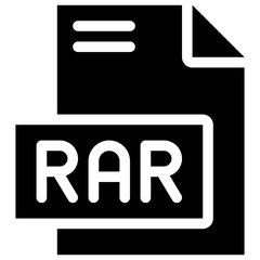 RAR File Format Vector Icon, Isolated On Abstract Background. Silhouette Icon.