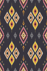 Abstract Colorful geometric pattern with diamond shapes and abstract floral motifs