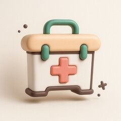 3D model showcasing a detailed first aid kit design. Suitable for medical, emergency, healthcare, safety, and first aidrelated projects.