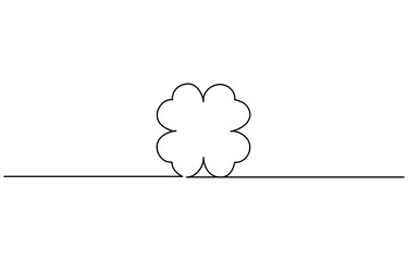 Continuous one line drawing of four leaf clovers. Isolated on white background vector illustration, Three leaves clover, Clover one line art vector illustration.