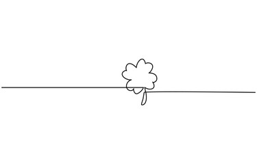 Continuous one line drawing of four leaf clovers. Isolated on white background vector illustration, Three leaves clover, Clover one line art vector illustration.