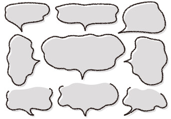 クレヨン素材　手描きのふきだしセット