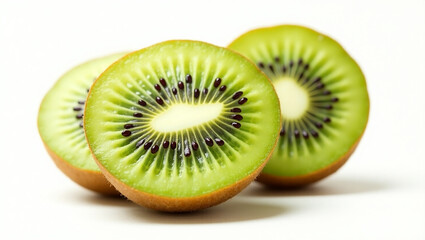 Fototapeta premium Kiwi Fruit Cross Section with Green Texture and Seeds