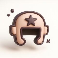 3D render of a brown and tan hat with a star, perfect for Westernthemed designs or fashionrelated content creation projects.