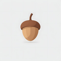 Flat acorn, minimalist style, isolated on white background, clean vector