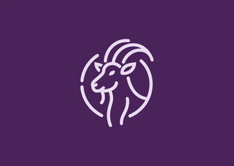 Line style goat logo for farm, climbing, or unique brand identity.