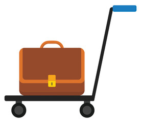 Luggage trolley flat icon isolated on white background.