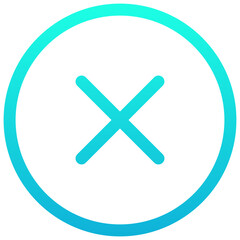 Cross Button Vector Lineal Gradient Isolated Icon, User Interface Icon.