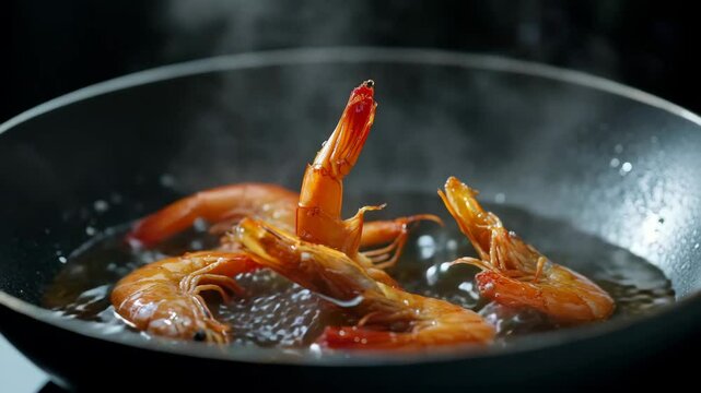 shrimp in water, oil