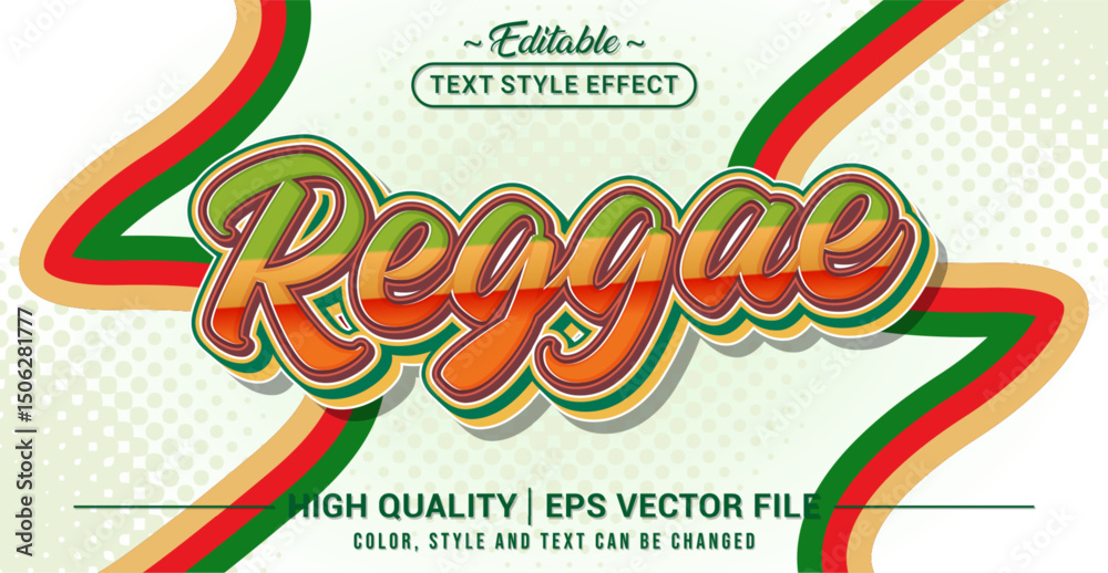 Poster Editable text style effect - Reggae text style theme. Vector text style illustration template.