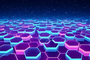 Obraz premium 3D hexagonal digital patterns glowing with light
