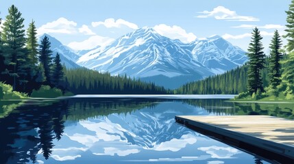Serene Mountain Lake Reflection: A Tranquil Escape in Nature's Embrace
