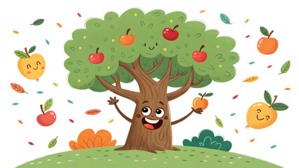 Obraz premium Happy Tree with Fruit Family