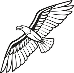 Obraz premium Black and white illustration of a soaring osprey.