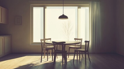 Sunlit Minimalist Dining Room Interior Design