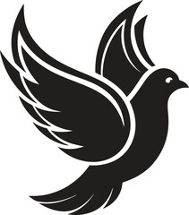 Fototapeta premium Silhouette of a soaring dove, symbolizing peace and freedom.