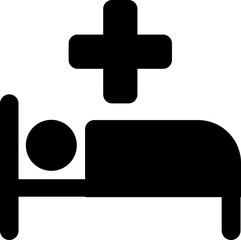 Fototapeta premium hospital bed icon. Medicine concept. Vector can be used for topics like healthcare, hospital, medical care recovery signs suitable for mobile app, website designs isolated on transparent background.