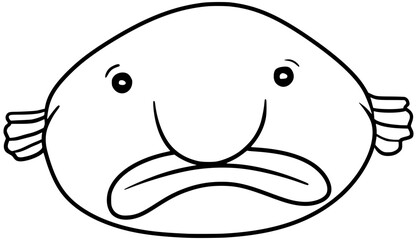 Blobfish Vector Outline Line Art Drawing