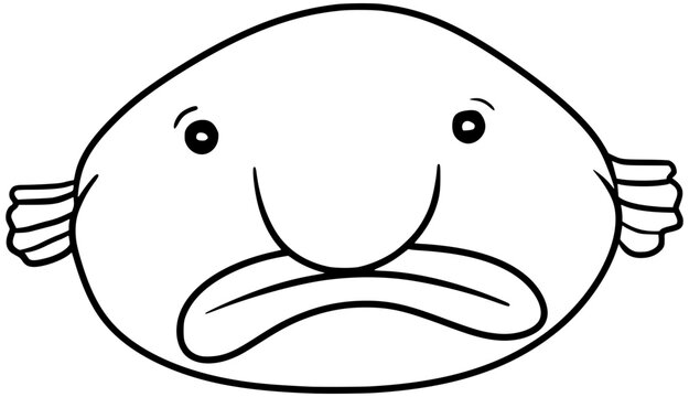 Blobfish Vector Outline Line Art Drawing