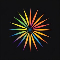 Radiant sunbeams burst in a colorful geometric pattern, sunbeams vector logo illustration