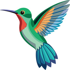 Obraz premium Vibrant hummingbird in flight, showcasing colorful plumage.