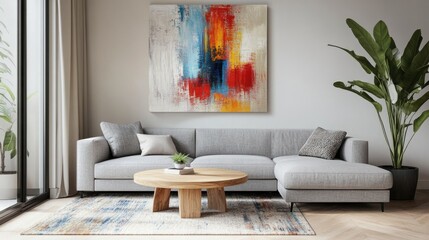 Modern Living Room Interior Design with Abstract Art