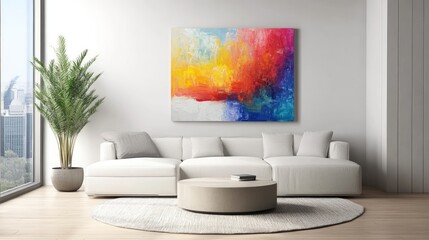 Vibrant Abstract Canvas Art in Modern Living Room