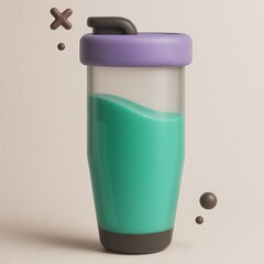 Glass with a green smoothie, refreshing and healthy beverage to use for food blogs, wellness websites, and social media posts.