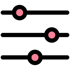 Equalizer, Adjustment Button, Setting Control Vector Icon, User Interface, User Experience, Lineal Color Style Isolated Vector Icon. 