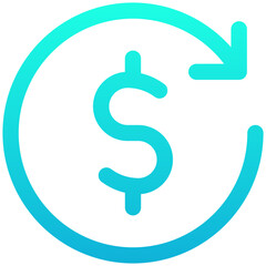 Money Transfer, Dollar Refund Vector Icon, Lineal Gradient Style Isolated Vector Icon. 