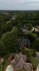 Aerial view of an upscale suburbs in USA shot vertical