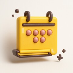 Yellow calendar with five pink circles. Suitable for scheduling, planning, organization, time management, appointment setting, task tracking, and event coordination.