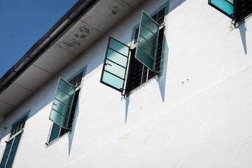 Open Windows on a White Building, George Town, Penang, Malaysia